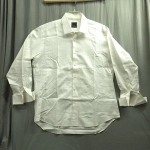 DAVID DONAHUE Tuxedo Classic Fit White Cotton Dress Shirt 17.5 36/37 French Cuff - Picture 1 of 8