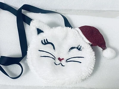 Gatito Cartera de Peluche Santa Navidad Sombrero Rosa Violeta 5” Gato Blanco Foto 1 de 4