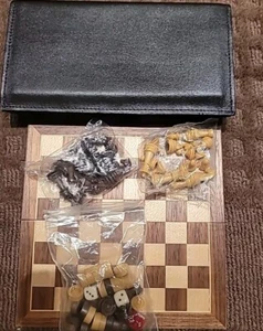 Rare West Germany Mini 7" Travel Folded Chess/Checkers Set - Picture 1 of 11