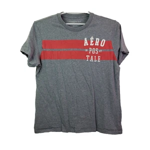 Aeropostale Mens Sz XL Gray Red Aero 1987 Short Sleeve Graphic Crewneck T Shirt - Picture 1 of 4