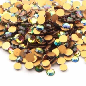 lot450 7mm Czech vintage vitrail rainbow faceted flatback rhinestones epoxy art - Picture 1 of 1