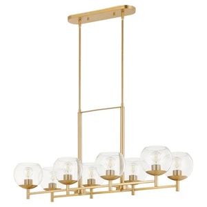 Aged Brass Eight Light Chandelier from the Lyon Collection - Picture 1 of 1