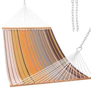Quick Dry Hammock with Spreader Bar 2 Person Double Hammock with Chains Outdo... - Picture 1 of 8