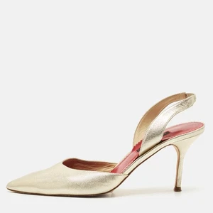 Zapatos de salón CH Carolina Herrera de cuero dorado metálico talla 39 - Imagen 1 de 9