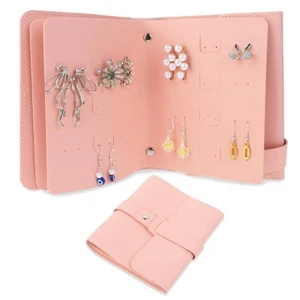 Pink Travel Earring Holder Organizer Stud Earring Storage Case Organizer Roll... - Picture 1 of 7