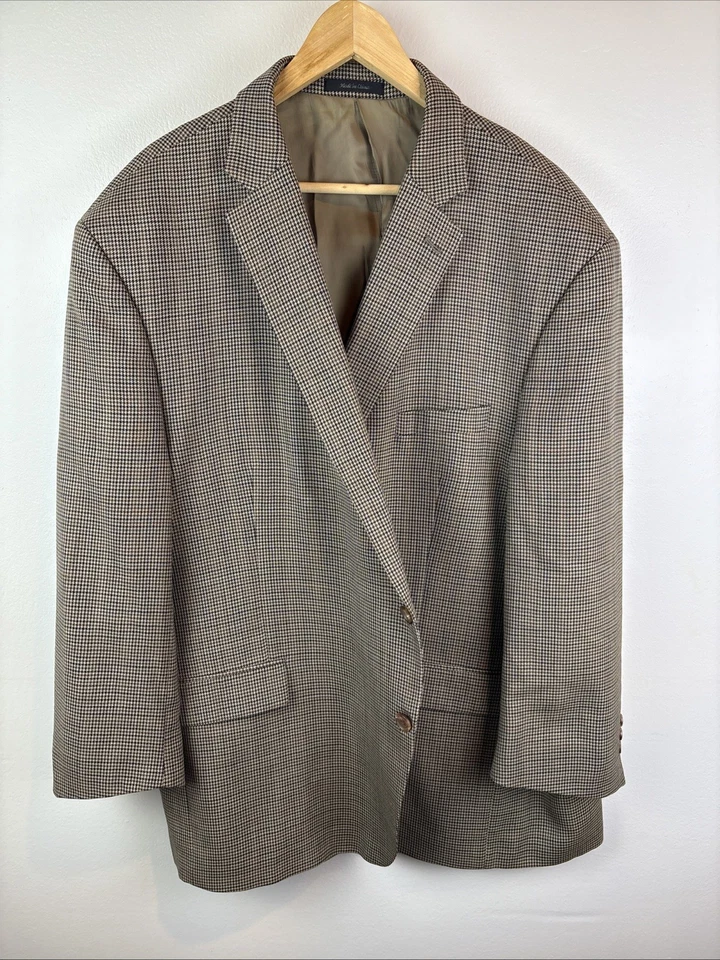 Abrigo Blazer Deportivo Lauren Ralph Lauren 100% Lana Para Hombre 50R Marrón Pata de Gallo Cuadros Foto 1 de 4