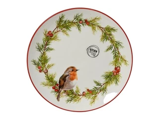 1 Frühstücksteller 19,5cm Porzellan - Teller mit Vogel Motiv Weihnachtsgeschirr  - Bild 1 von 2