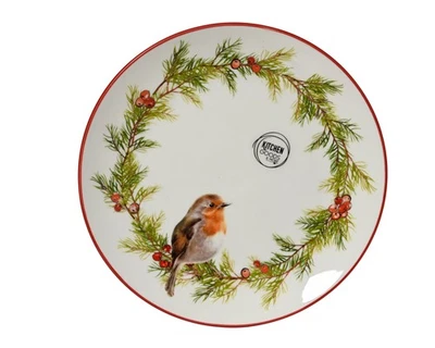 1 Frühstücksteller 19,5cm Porzellan - Teller mit Vogel Motiv Weihnachtsgeschirr  - Bild 1 von 2