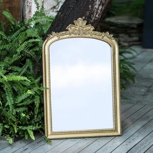 Distressed Vintage Gold Wall Mirror - 24x36 inch, Large Antique Fireplace Man... - Picture 1 of 9