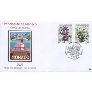 monaco 2025 joint issue with CHINA flowers campanula cymbidium flora 2v FDC PJ - Picture 1 of 1