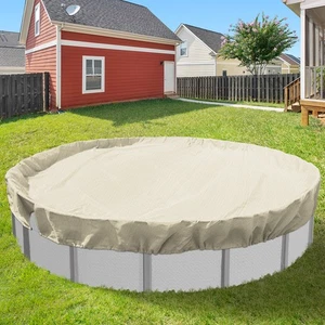 8-18ft Round Above Ground Swimming Pool Winter Covers Beige Gray Blue Covers - Picture 1 of 32