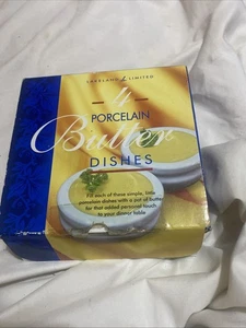 Porcelain Set of Four Butter Dishes In Original Box Excellent Condition White - Picture 1 of 7