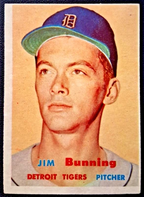 1957 Topps Scarce Series Jim Bunning #338 Rookie RC HOF EX-MC Foto 1 de 2