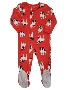 Carters Infant & Toddler Girl Red Dog Pup Print Fleece Footie Pajama Sleeper 12M - Picture 1 of 1