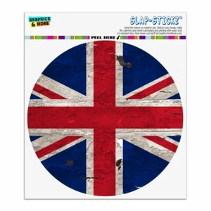 Rustic Distressed United Kingdom Flag Circle Bumper Window Sticker - Imagen 1 de 6