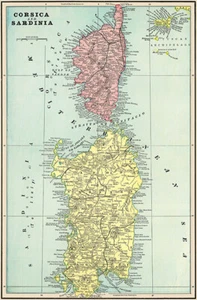Corsica And Sardinia - 1901 - Map Poster - Picture 1 of 1