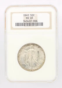 1940-P 50C WALKING LIBERTY HALF DOLLAR NGC MS 65 - SOME BEGINNING TONING ON BOTH - Picture 1 of 12