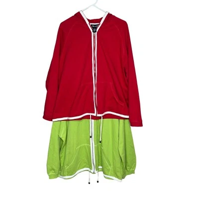 Lote de 2 Cardigã Feminino Denim & Co com Capuz Tamanho 1X Vermelho Verde  - Imagem 1 de 4