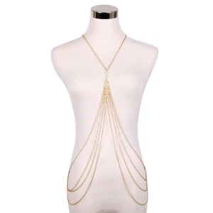 Women Trendy Body Chain Gold And Silver Jewelry Chest Waist Fashion Beach Summer - Picture 1 of 10