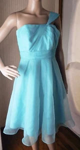 David's Bridal Woman's Single Strap Dress Size 2 Aqua Organza Style #30101933 - Picture 1 of 8