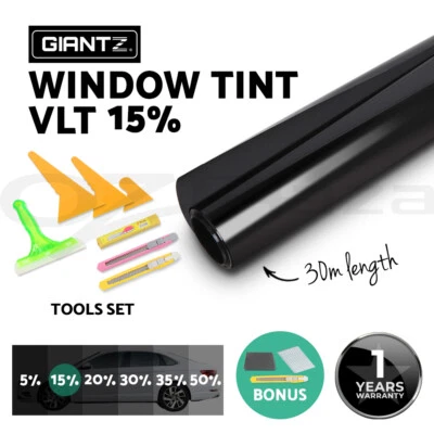 Giantz Window Tint Film Black Roll VLT 5% 15% 35% Car Home 76cmX7m Tinting Tools - image 1 of 4