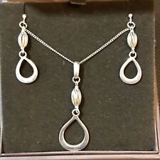 Malcolm Gray Ortak Celtic 925 Sterling Silver Necklace & Earrings Set. Boxed