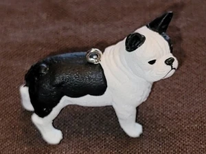 Miniatur Schwarz & Weiß Französische Bulldogge Weihnachtsschmuck NEU - Bild 1 von 4