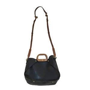 Laura Ashley Black Leather Zipped Shoulder Bag Uk Women's Size 10" x 13" - Picture 1 of 5