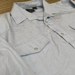 Roper Herren XL Hemd mit Knopfleiste Blau Perlen Druckknopf Western Langarm Taschen - Bild 1 von 11