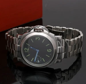 Acciaio Inox Bracciale Curvo Terminali Top Qualità per Panerai Watch 24mm Nero - Picture 1 of 3