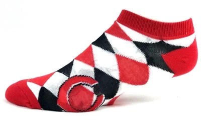 Cincinnati Reds Ladies Diamond Ankle Socks Black Red White One Size - Image 1 of 3