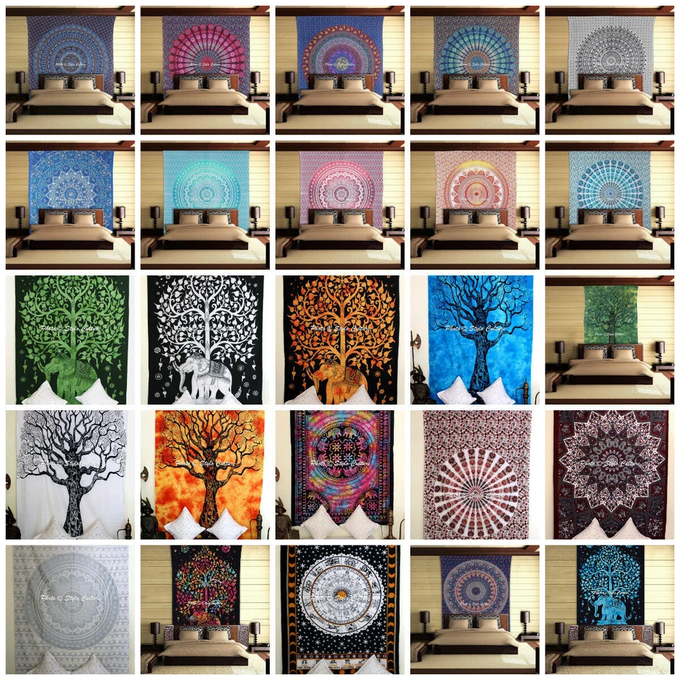 Indian Hippie Bohemian Bedding Bedspread Coverlet Tapestry Wall Hanging Throw