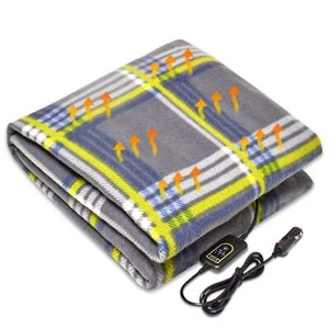 12V Heated Fleece Car Blanket With Controller For Timer & Heat Levels - Picture 1 of 77