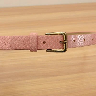 Snakeskin Belt Womens Small Pink Leather Animal Skin Embossed Minimalist Dress - Image 1 of 4