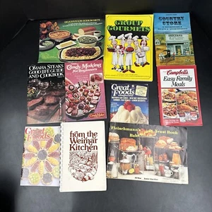 Lot of 10 Vintage 70s 80s Paperback Cookbooks Country Store Gourmet Diets Sodium - Picture 1 of 21