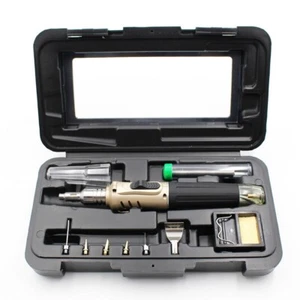10 in1 Auto Ignition Gas Soldering Iron Set Hot Air Gun Welding Torch Tool 26ML - Picture 1 of 10