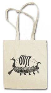 VIKING SHIP V STOFFTASCHE EINKAUFSTASCHE Boat Dragon Vikings Norse Odin Thor - Picture 1 of 1