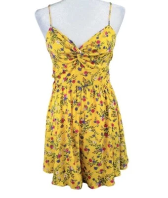 Mameluco con corbata torcida exuberante-floral amarillo-mujer’s S-correas de espagueti ajustables-NUEVO Foto 1 de 4