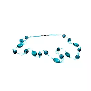 Turquoise Blue Acrylic vintage necklace 35 inches - Picture 1 of 7