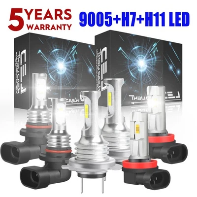 6PC CSP LED Headlight +Fog Light For Mazda 3 2004 2005 2006 2007 2008 2009 Bulbs - Image 1 of 4