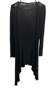 Cache Asymmetrical Open Front Cardigan Sweater Black Sz Medium Knit Layers - Picture 1 of 10