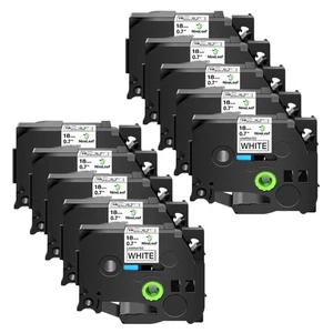 10PK TZe-241 TZ-241 3/4" Black on White Tape 18mm Fits For Brother P-Touch Label - Bild 1 von 10