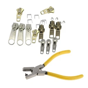 23Pcs Mixed Zipper Repair Kit Zip Slider Stop Replacement Punching Pliers - Picture 1 of 3