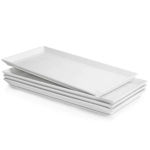 White Serving Platters, Porcelain Serving Trays for Parties, Large Rectangula... - Picture 1 of 6
