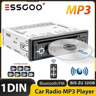 Single 1 DIN CD DVD Car Stereo Radio MP3 Player Bluetooth Hands Free AUX USB FM - Image 1 of 4