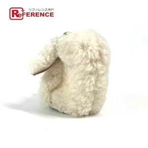 LOEWE Estuche para Monedas Conejo Conejo Cuero Marfil Blanco Marrón Boa Shearling Bolso Dije - Imagen 1 de 12