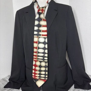 OTTIMO UOMO Necktie Mens 100% Silk Tie Designer Handmade Art Deco Geometric - Picture 1 of 10