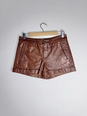 Mini pantalones cortos Polo Ralph Lauren de cuero marrón Foto 1 de 4