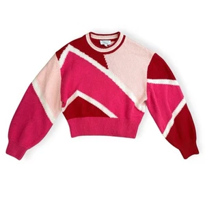 & Other Stories Pink Red Block Pattern Multicolor Knit Sweater Sz S Wool Blend - Picture 1 of 7
