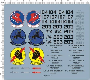 1:48 USAF Fuerza Aérea de los Estados Unidos F-14 VF-1 VFA-213 Tomcat Kit Modelo de Caza Calcomanía Marina - Imagen 1 de 1